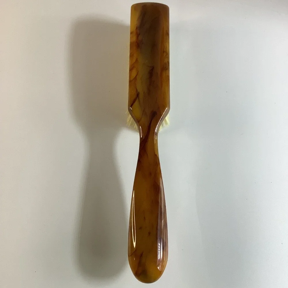 Avon Natural Bristle Hair Brush 8" Butterscotch Dark Caramel Swirl w/ Box VTG - Picture 4 of 12